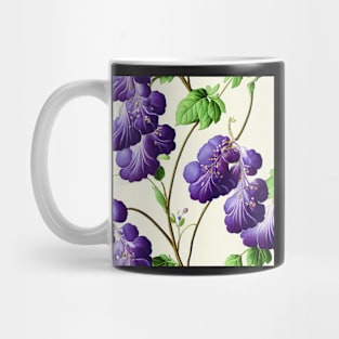 Big and Bold Purple and Light Ivory Cream Floral Design Mug